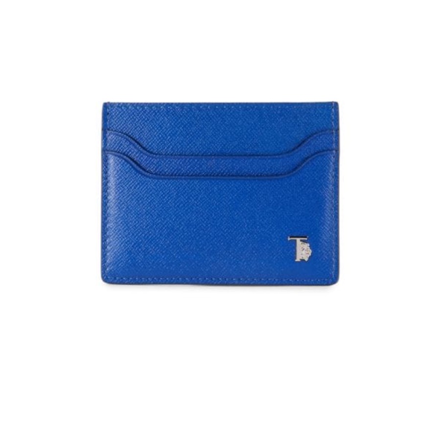 Tods Blue Leather Card Holder Wallet